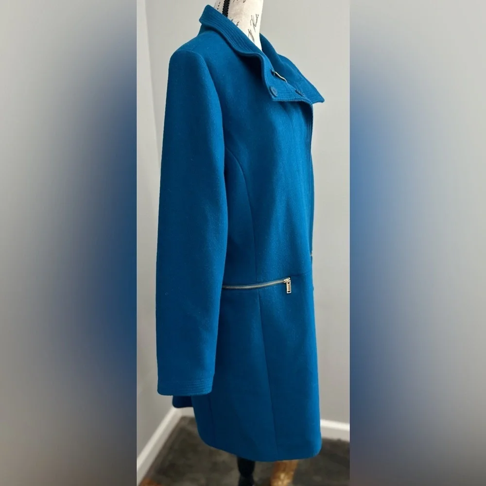 ππWarm Navy Blue Wool-Blend Coat with Stand Collar ππ - Picture 7 of 13